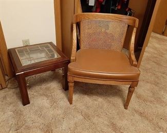 Oak chair and Asian style end table