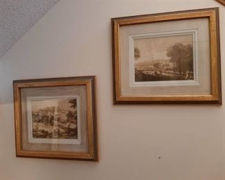 2 framed pictures - fishing