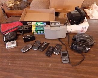 Assorted cameras and phones