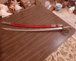 Sword with sheath - brass handle