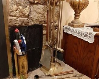 Fireplace tools and match holder
