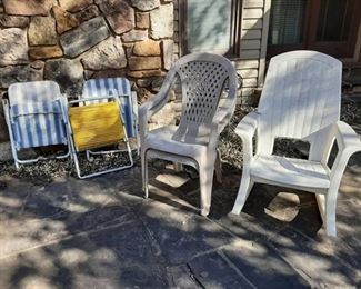 Plastic rocker and patio chairs
