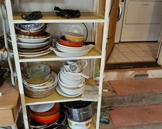 Metal shelf with contents