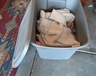 Tub of towels/rags with lid
