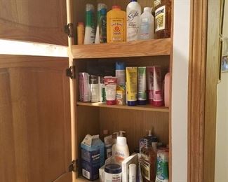 contents in bathroom cabinets