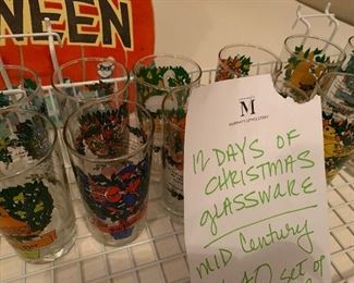 Christmas glasses set. 12 days of Christmas. 