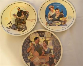 Plate collection part of the Norman Rockwell "Mother's Day" series. Plate titles include: 1991 Building Our Future, 1992 Gentle Reassurance, 1993 A Special Delivery. Plates will be available but not on display at the sale.
