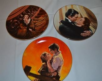 Decorative plate collection: "Gone with the Wind" by artist Paul Jennis. Plate titles include: Waiting for Rhett,  Firey Embrace, Marry me Scarlett.
