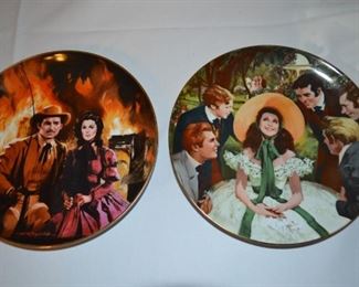 Part of a decorative plate collection: "Gone with the Wind" by artist Howard Rogers. Plate titles: The Burning of Atlanta and Scarlet and Her Suitors.
