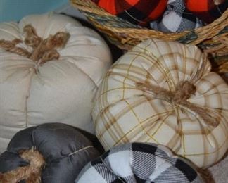 Handmade fabric pumpkins and pillows.
