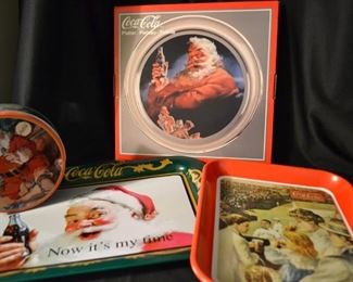 Coca Cola tin trays, serving platter and cookie tins!