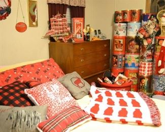 Large Coca Cola body pillow, Coca Cola throw, popcorn tins and other hand made holiday pillows!