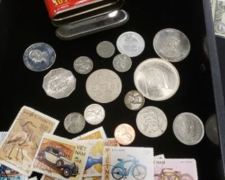 Assorted Coins and Stamps
