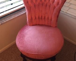 Gorgeous Pink Velour upholstered antique chair- excellent condition- set of two