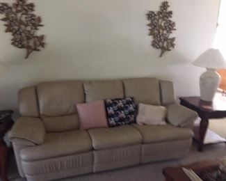 Leather sofa - Cream colored, like new condition. Matching love seat available