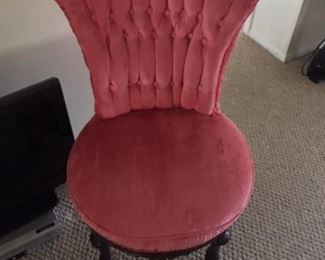 Gorgeous Pink velour upholstered antique chairs- excellent condition- set of two