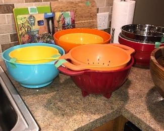 Kitchenaid bowls, melamine bowl,  Waechtersback serving bowls and platter 
