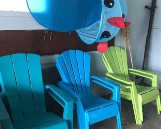 Adirondack chairs, kid cabana