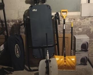 Graco Baby Play Pin, Hang-Ups Inversion Table, Snow Shovel.