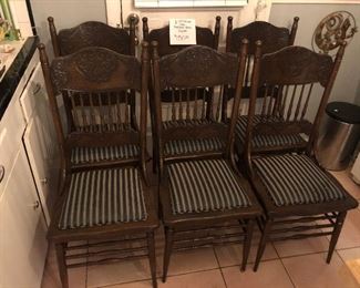 6 great Victorian Oak chairs $75