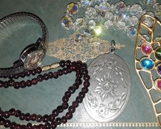 Aurora beads, Timex Watch.