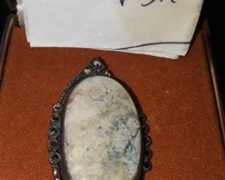 Sterling and Lapis Brooch.