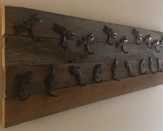 Fishing themed wall-mounted coat and hat rack