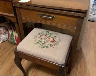 Vintage stool with needlework top