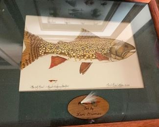 Hand tied fly fishing fly framed in 3-D shadow box frame