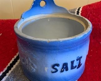 Antique pottery salt container
