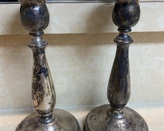 Pair of sterling silver candlesticks