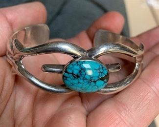 Navajo sterling silver and turquoise hallmarked Wilson Begay bracelet
