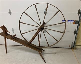 Antique 1800s large “walking” spinning wheel