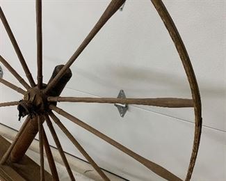 Antique 1800s large “walking” spinning wheel