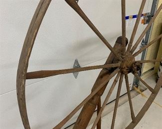 Antique 1800s large “walking” spinning wheel