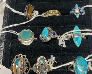 Sterling silver jewelry with turquoise, lapis, and more