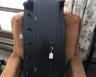 Dark Wood Shelf Storage Unit with Hanging Pegs