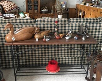 Solid Wood Carved Ducks & Wood, Cast Iron Sofa Table