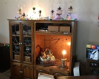 Oak & Stained Glass Display Unit