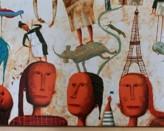 Yuri Kuznetsov (Russian Artist) signed framed canvas numbered 7/90 -whimsical art