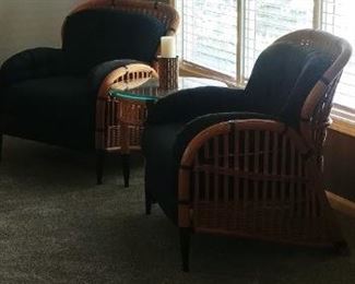 Rattan chairs and end table