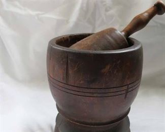 Large Wood Mortar and Pestle