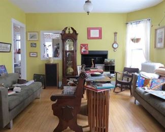 Church Pew, Slated Plant Stand, Howard Miller Grandfather Clock