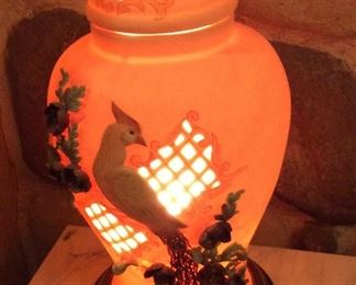 Lamp with Peacock Motif