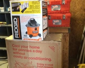 tools boxes, shop vacs