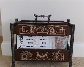Bamboo monkey motif magazine holder from Colony Furniture