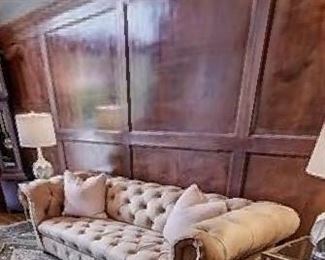 $900 Valentino Nubuck leather sofa Other items in photo not for sale.