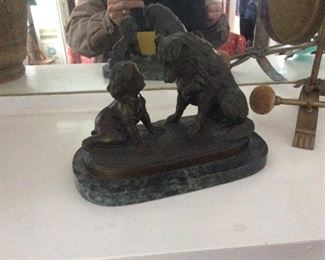 Bronze dog statue 