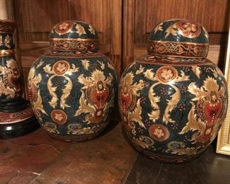 Decorative covered ginger jars