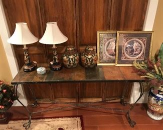 1 of 3 matching tile topped tables